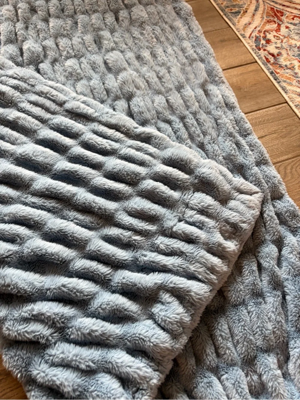Minky Couture Luxury Designer Blanket adult size Blue Plush 40x64